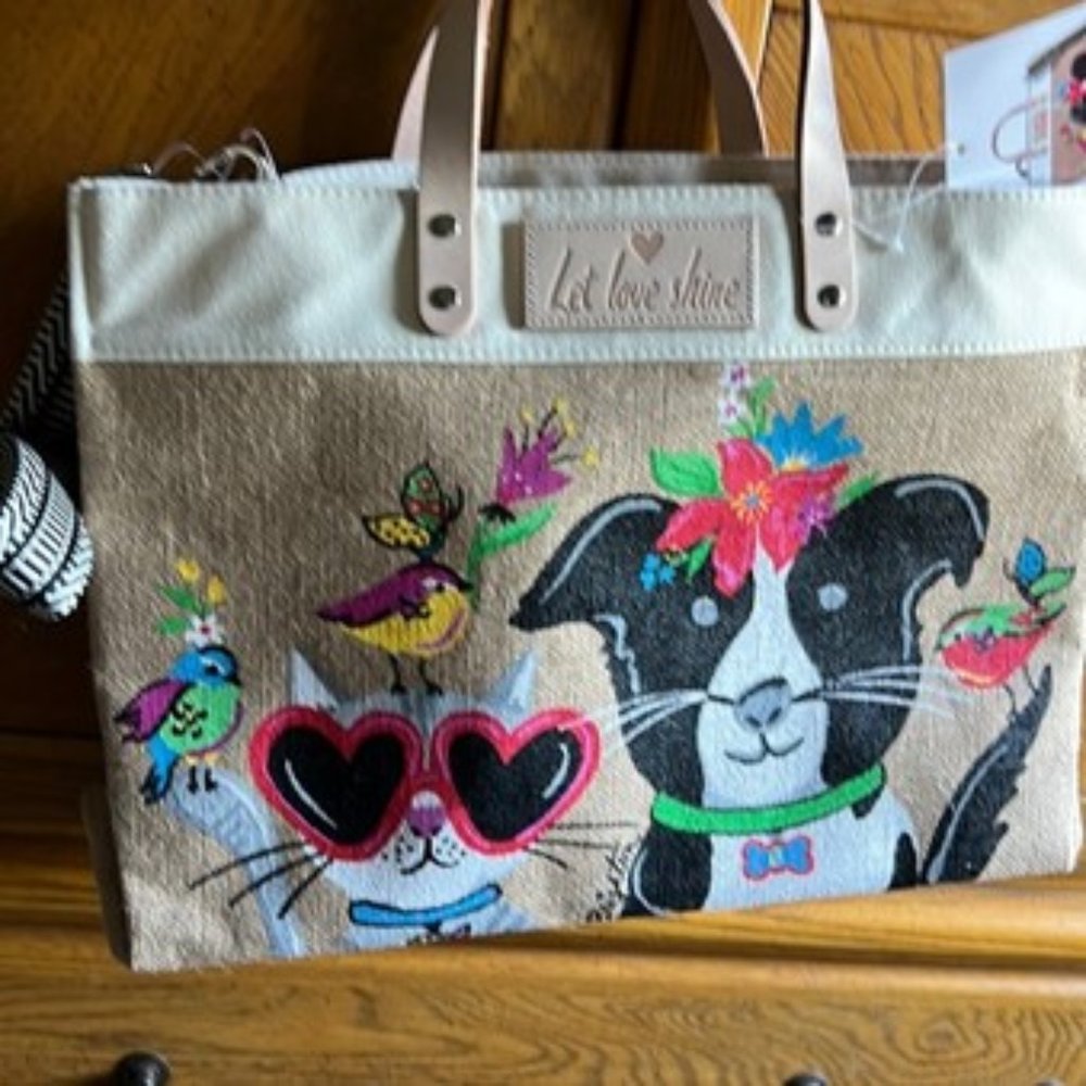 Brighton Canvas Pet Tote with Colorful Animal Artwork